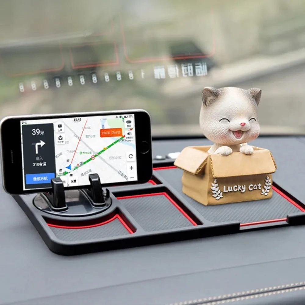 Multi-Function Car Silicone Parking Number Card, Anti-Slip Phone Pad & Dashboard Mat with Navigation Holder Support