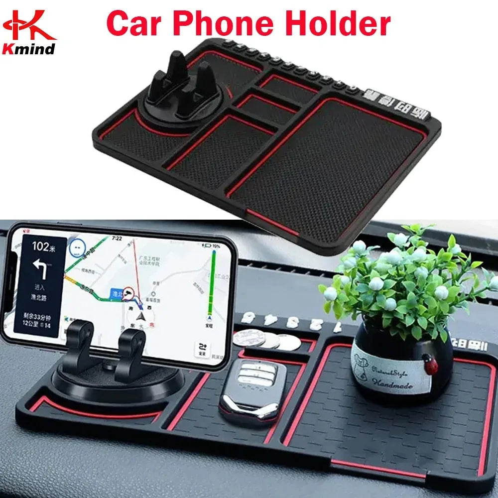 Multi-Function Car Silicone Parking Number Card, Anti-Slip Phone Pad & Dashboard Mat with Navigation Holder Support