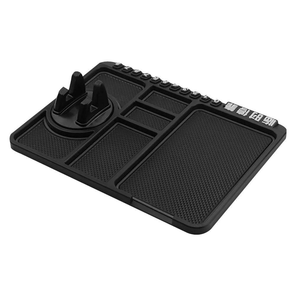 Multi-Function Car Silicone Parking Number Card, Anti-Slip Phone Pad & Dashboard Mat with Navigation Holder Support