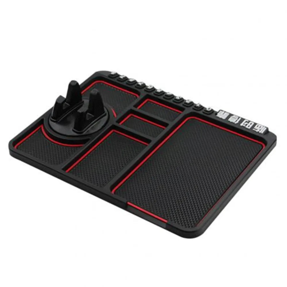 Multi-Function Car Silicone Parking Number Card, Anti-Slip Phone Pad & Dashboard Mat with Navigation Holder Support